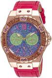 Guess Women's Stainless Steel Quartz Watch with Leather Strap, Pink, 20 (Model: ...