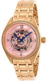 Invicta Objet D Art Automatic Crystal Rose Gold Dial Ladies Watch 26358