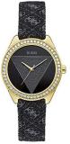 Guess Watches Ladies tri Glitz Womens Analog Quartz Watch with Leather Bracelet W0884L11