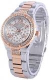 GUESS Women's W0111L4 "Sparkling Hi-Energy" Silver- And Rose Gold-Tone Watch