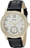 GUESS Women's U0642L2  Elegant Black &amp; Gold-Tome Watch with Genuine Crystals