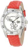 Invicta Women's 12513 Pro-Diver Silver Dial Crystal Accented Flowers Red Leather Watch