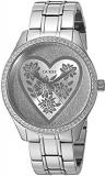 GUESS Women's U0910L1 Trendy Silver-Tone Watch with  Silver Dial  and Stainless Steel Pilot Buckle