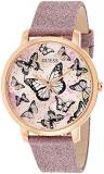 GUESS Women's Stainless Steel Analog Watch with Leather Calfskin Strap, Pink, 12...