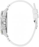 GUESS Women's Stainless Steel Analog Watch with Silicone Strap, White, 17.7 (Model: GW0045L1)