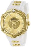 Invicta Women's Angel Stainless Steel Quartz Watch with Silicone Strap, Gold, Wh...