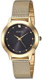 GUES Gold-Tone Stainless Steel Bracelet Watch with Black Genuine Diamond Dial. Color: Gold-Tone (Model: U1197L5)