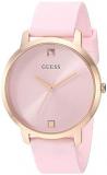GUESS Comfortable Rose Gold-Tone + Pink Stain Resistant Silicone Watch with Genuine Diamond Accents. Color: Pink (Model: U1210L3)
