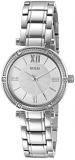 GUESS Women's Dressy Watch with White Dial, Crystal-Accented Bezel and Stainless Steel Pilot Buckle