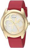 GUESS  Comfortable Gold-Tone + Red Stain Resistant Silicone Logo Watch. Color: Red (Model: U0911L1)