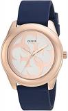 GUESS  Comfortable Rose Gold-Tone + Blue Stain Resistant Silicone Logo Watch. Color: Blue (Model: U0911L6)