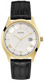 Guess W1182G5 Men's Gold Tone Blue Leather Band White Date Sunray Dial Watch