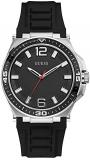 Guess W1253G1 Men's Black Silicone Band Black Dial 3-Hand Analog Watch