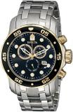 Invicta Mens Pro Diver Scuba Swiss Chronograph Black Dial Stainless Steel Bracelet Watch 80039