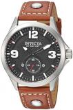 Invicta Men's Aviator Stainless Steel Quartz Watch with Leather Calfskin Strap, Brown, 21 (Model: 22528)