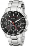 GUESS Men's U0676G1 Silver-Tone Chronograph Watch with Black Dial
