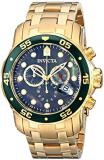 Invicta Mens Pro Diver Scuba Swiss Chronograph Black Dial 18k Gold Plated Watch ...