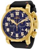 Invicta Men's Aviator Stainless Steel Quartz Watch with Leather Strap, Black, 26...
