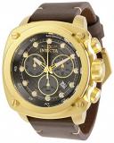 Invicta Men's Aviator Stainless Steel Quartz Watch with Leather Strap, Brown, 26 (Model: 32105)