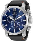Invicta Men's Aviator Stainless Steel Quartz Watch with Leather Strap, Black, 26 (Model: 31771)