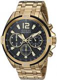 GUESS Men's Japanese Quartz Watch with Stainless-Steel Strap, Gold, 21.9 (Model: U1258G2)