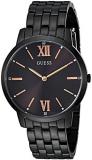GUESS  Stainless Steel Black Ionic Plated Bracelet Watch with Rose Gold-Tone Markers. Color: Black (Model: U1072G3)