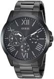 GUESS  Stainless Steel Black Ionic Plated Bracelet Watch with Day, Date + 24 Hour Military/Int'l Time. Color: Black (Model: U1184G3)