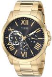 GUESS  Gold-Tone Stainless Steel + Black Bracelet Watch with Day, Date + 24 Hour Military/Int'l Time. Color: Gold-Tone (Model: U1184G2)
