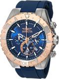 Invicta Men's Aviator Stainless Steel Quartz Watch with Silicone Strap, Blue, 26...