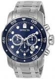 Invicta Men's Pro Diver Quartz Chronograph Watch with Stainless Steel Strap, Sil...