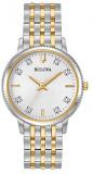 Bulova Women's Quartz Watch with Stainless Steel Strap, Silver/Gold, 18 (Model: 98P189)