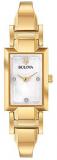 Bulova Womens Diamond Accent Gold-Tone Stainless Steel Half-Bangle Mother-of-Pearl Dial Quartz Watch