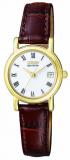 Citizen Ladies Eco-Drive Watch with White Dail Analogue Display and Brown Leather Strap EW1272-01B