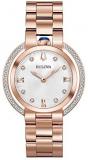 Ladies' Bulova Rubaiyat Diamond Rose Gold-Tone Stainless Steel Watch 98R248