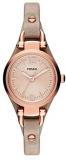 Fossil Women's Georgia Mini Stainless Steel and Leather Casual Quartz Watch