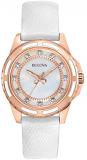 Bulova Women's 98P119 Stainless Steel Diamond-Accented Quartz Watch with Leather Band