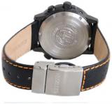 Citizen Quartz Watch. Black Leather Bracelet, Black Face