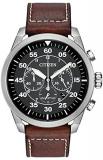 Citizen Avion Men's Quartz Watch with Black Dial Analogue Display and Brown Leather Strap CA421