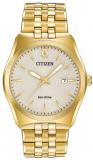 Citizen Corso Men's Quartz Watch with Beige Dial Analogue Display and Silver Stainless Steel Gold Plated Bracelet BM7332-53P