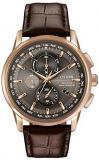 Citizen Mens Chronograph Solar Powered Watch with Leather Strap AT8113-04H