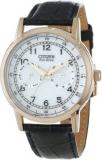 Citizen Men's AO9003-16A &quot;Eco-Drive&quot; Rose Gold-Tone Stainless Steel Watch with Black Leather Band
