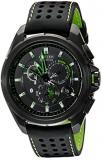 Citizen Men's AT7035-01E Eco-Drive Black Stainless Steel Watch with Green Accents