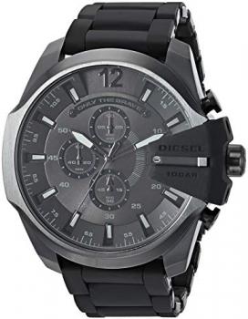 Diesel Men's Mega Chief Analog-Quartz Watch with Stainless-Steel-Plated Strap, Black, 25 (Model: DZ4486)