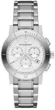 Burberry City Analog Quartz Stainless Steel Chronograph Silver Dial Womens Watch BU9700