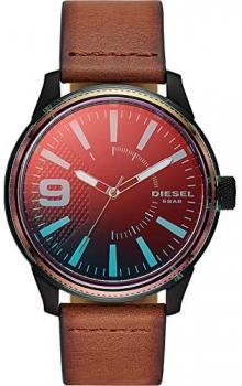 Diesel Men's RASP NSBB Stainless Steel Quartz Watch with Leather Strap, Brown, 24 (Model: DZ1876)