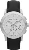 Swiss Burberry Luxury Chronograph Watch Men Unisex The City Black Leather Silver...