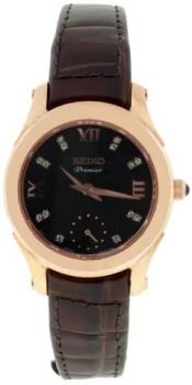 Sieko Women's SRKZ84 Leather Synthetic Analog with Black Dial Watch