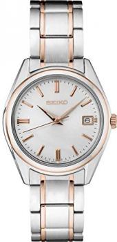 Seiko Women's Stainless Steel Rose Gold Two Tone Watch SUR322