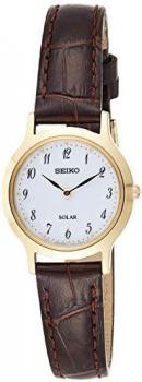 Seiko Women's Analogue Solar Powered Watch with Leather Strap SUP370P1
