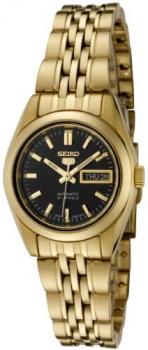 Seiko Women's SYMA40K Seiko 5 Automatic Black Dial Gold-Tone Stainless Steel Watch
